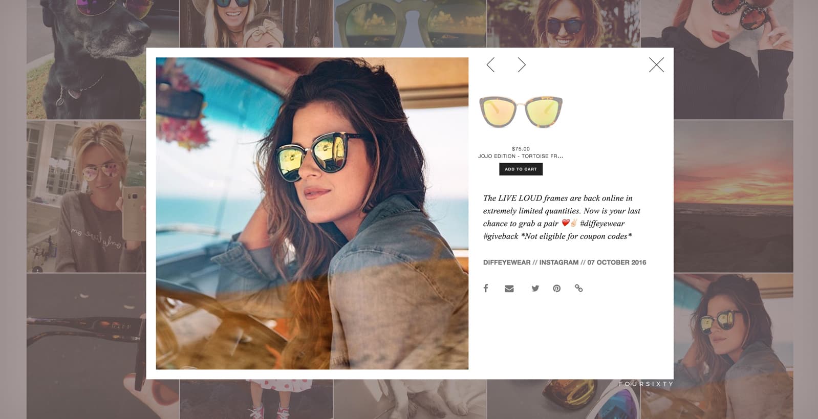 DIFF Eyewear Social Campaign, Ekko Media web design, video production and marketing