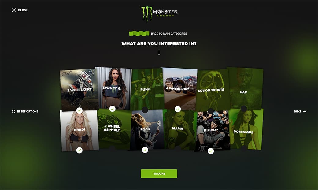 Monster Energy Website, Ekko Media web design, video production and marketing