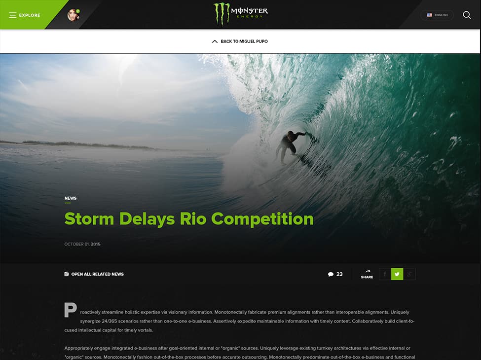 Monster Energy Website, Ekko Media web design, video production and marketing