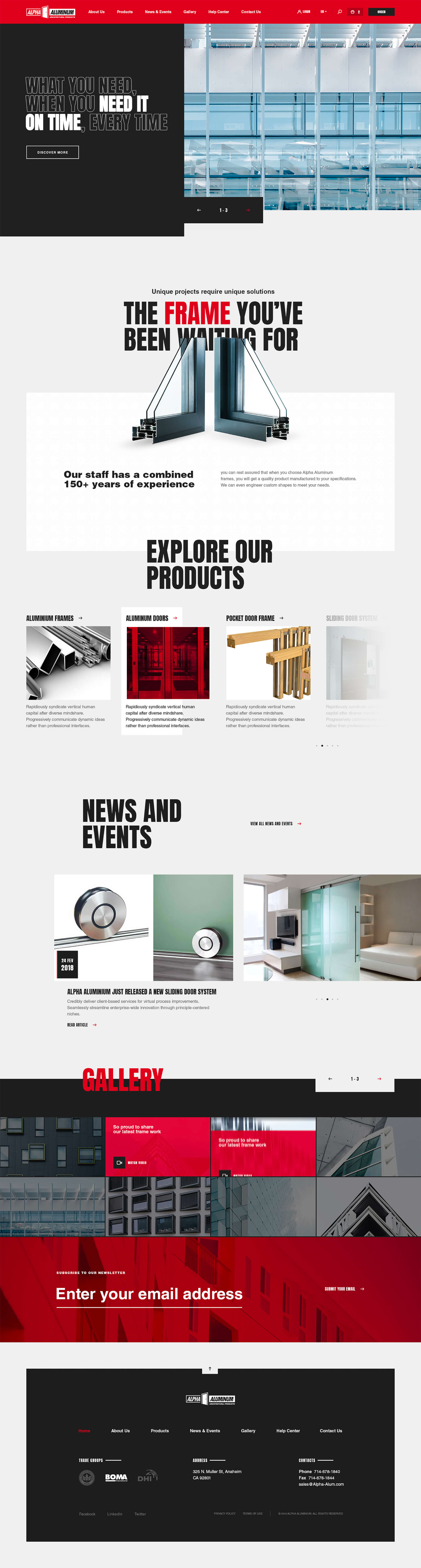 Alpha Aluminum Home Page interactive website, Ekko Media web design, video production and marketing