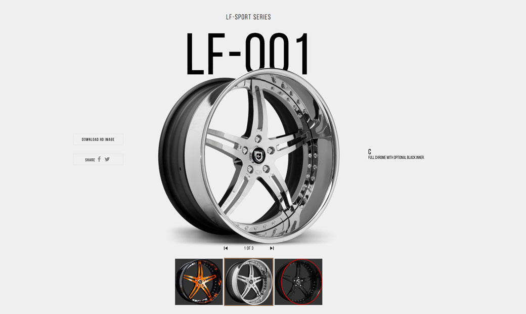 Lexani Wheels wheel selection, interactive website, Ekko Media web design, video production and marketing