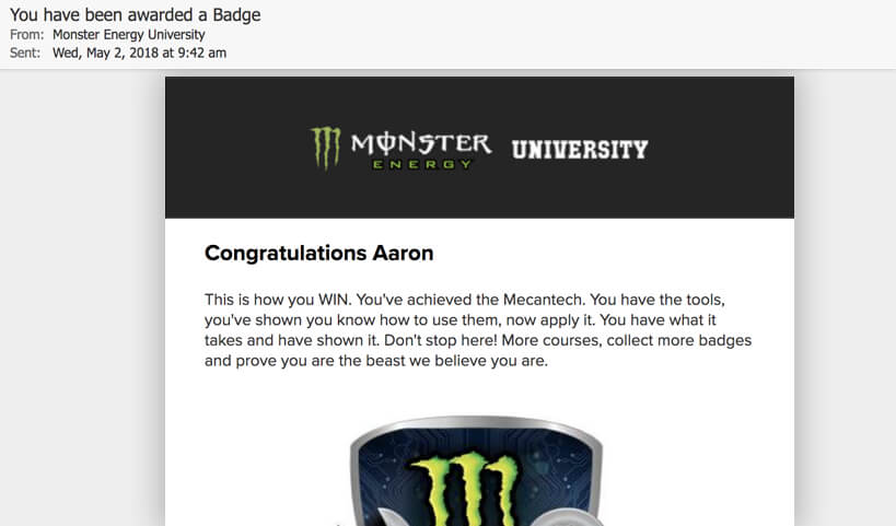 Monster Energy University Dashboard, interactive website, Ekko Media web design, video production and marketing