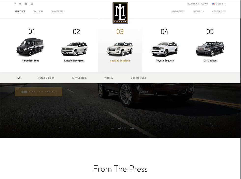 Lexani motorcars vehicles, Ekko Media web design, video production and marketing