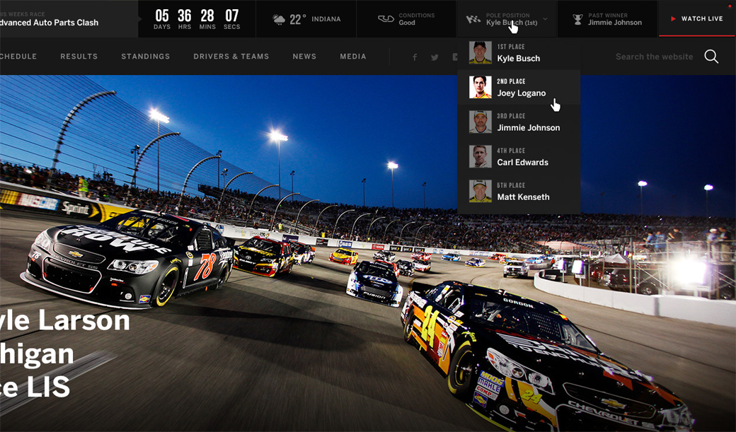 Monster Energy, NASCAR Website, Ekko Media web design, video production and marketing