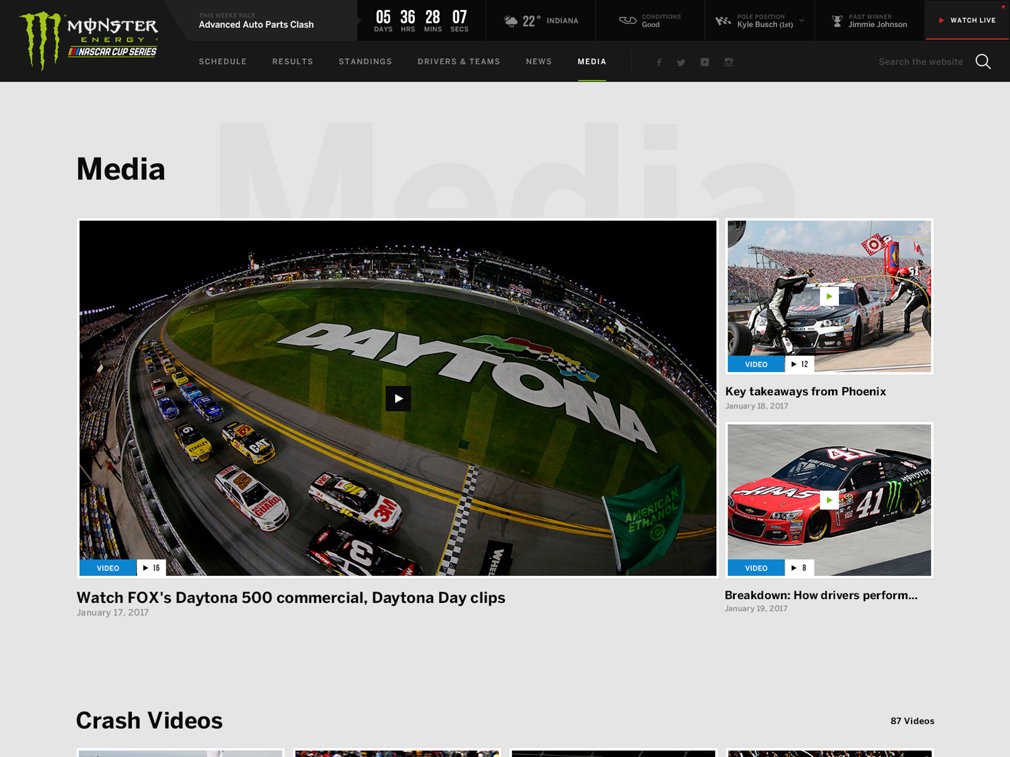 Monster Energy, NASCAR Website, Ekko Media web design, video production and marketing