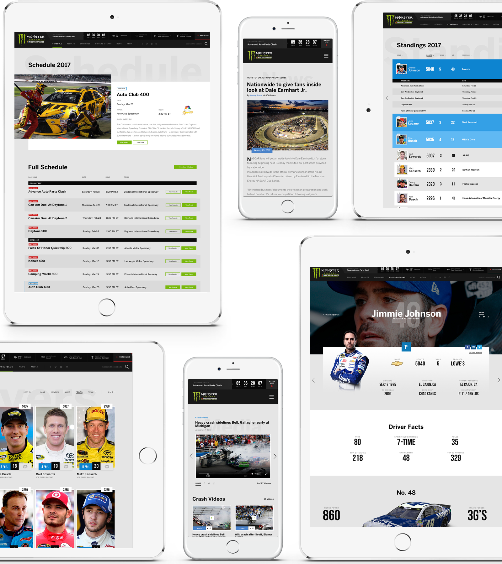 Monster Energy, NASCAR Website, Ekko Media web design, video production and marketing