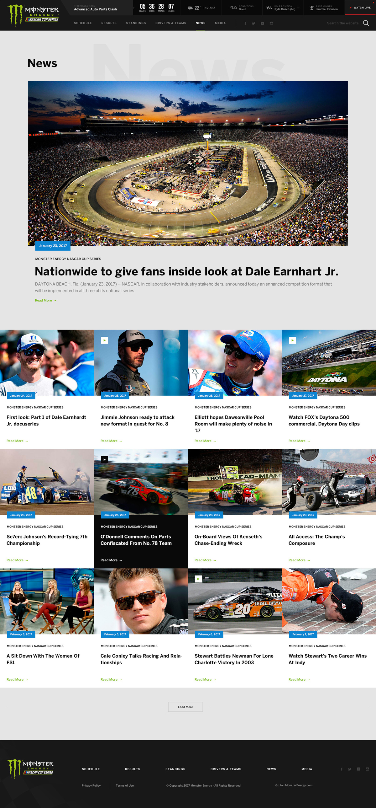 Monster Energy, NASCAR Website, Ekko Media web design, video production and marketing